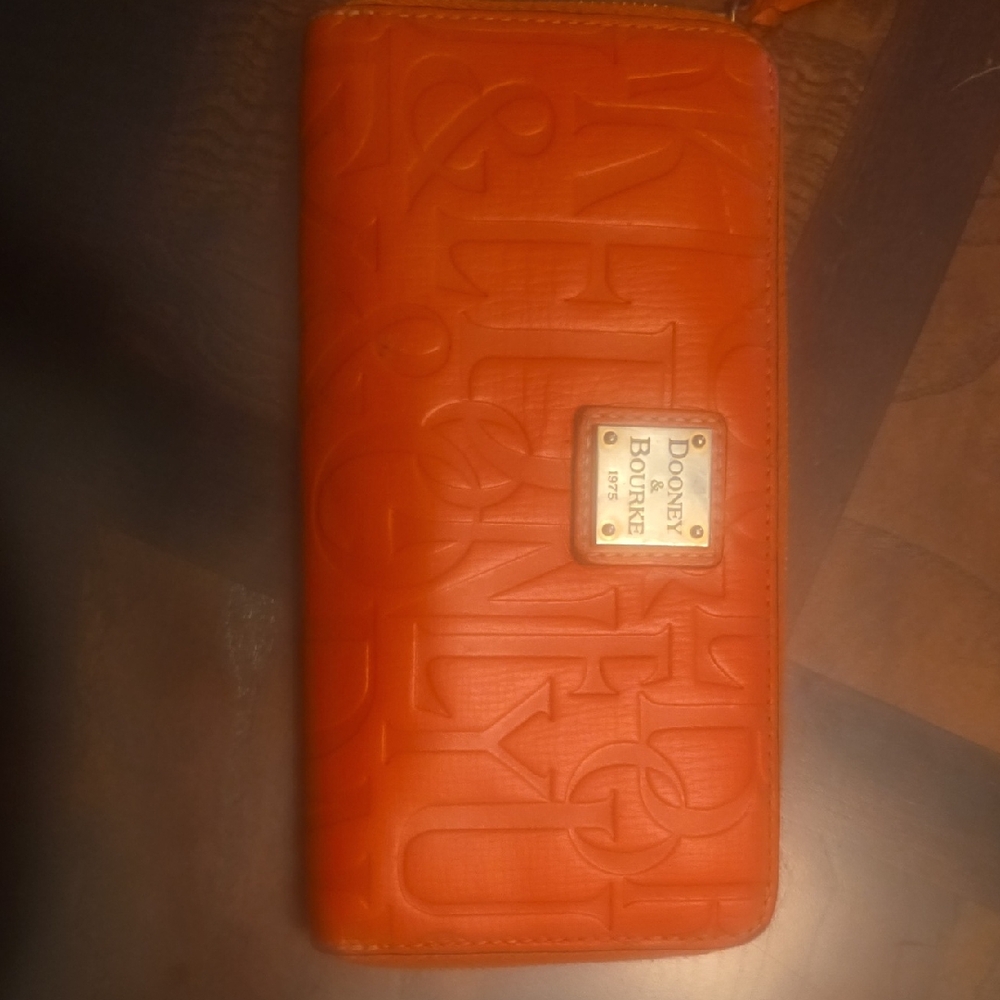 Dooney & Bourke Vibrant Orange Embossed Clutch